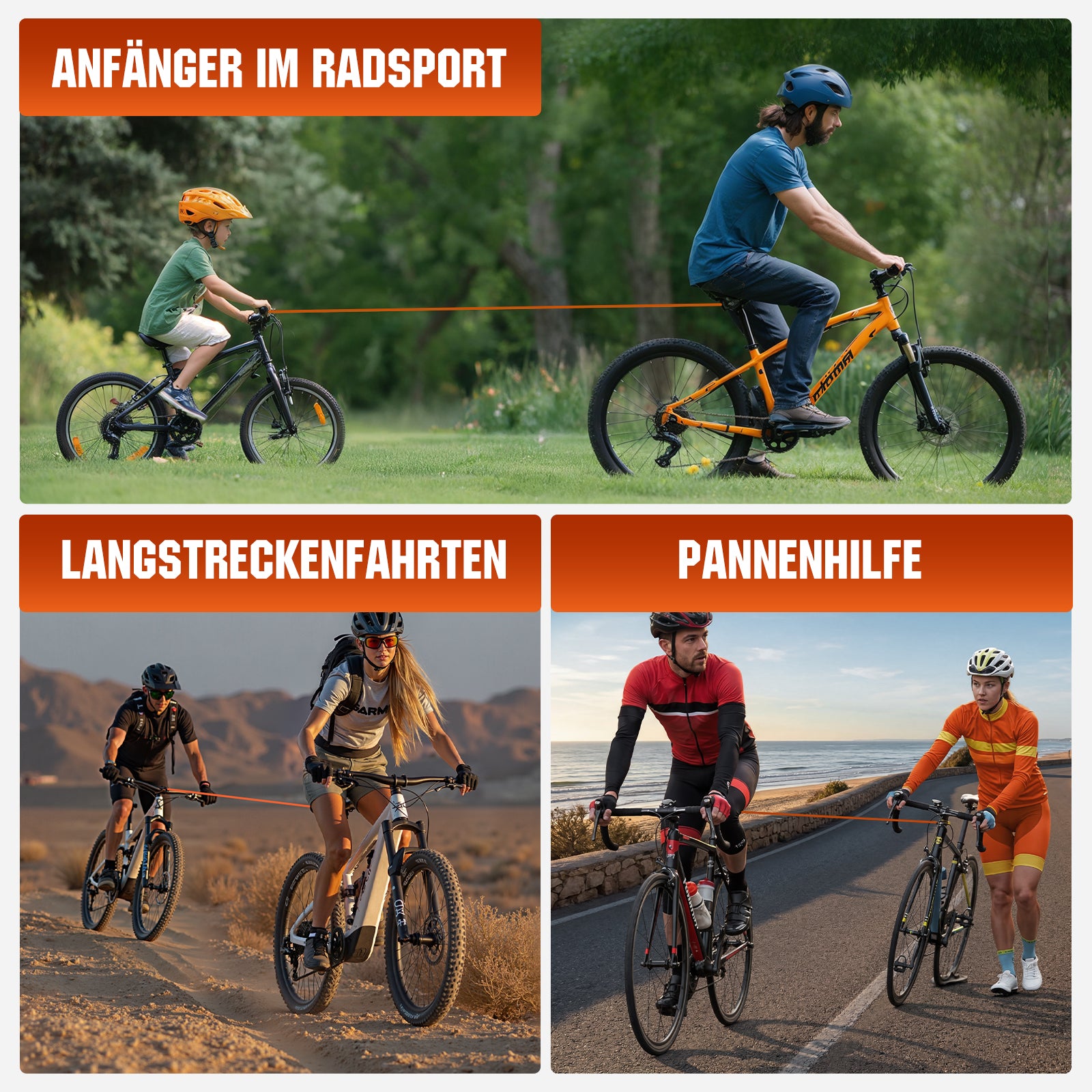 ragbares Fahrrad Abschleppseil Kinder, Elastisches 2.5M Fahrrad Traktionsseil, Eltern Kind Zugseil Abschleppseil für Kinder MTB Fahrrad Zubehör - Universell Passend